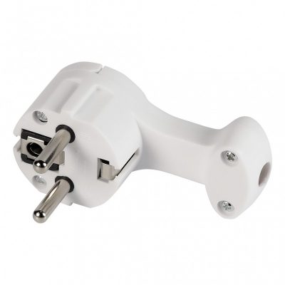 Вилка Smartbuy, угловая плоская (8 мм) с/з с кольцом белая 16А 250В (SBE-16-P11-w)