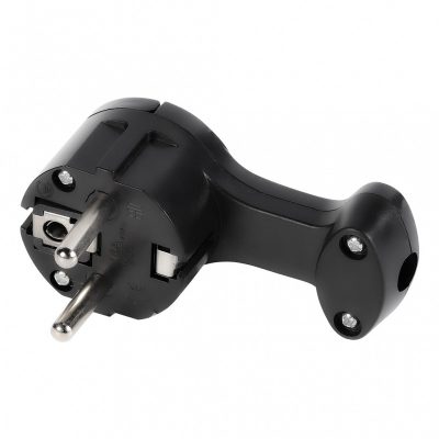 Вилка Smartbuy, угловая плоская (8 мм) с/з с кольцом черная 16А 250В (SBE-16-P11-b)