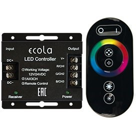 Ecola LED strip RGB RF controller 24A 288W 12V (576W 24V) с кольц. сенсорн. черным радиопультом 1/20