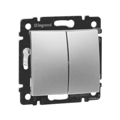 Legrand Valena выключатель 2кл.алюмин.(1/10/100) (770105)