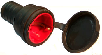 Розетка штепсельная Р16-004 з/к переносная каучук c защитн.крышкой IP44 (ГОРС)  [55]