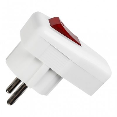 Вилка Smartbuy, угловая с/з с выключателем белая 16А 250В (SBE-16-P12-w)