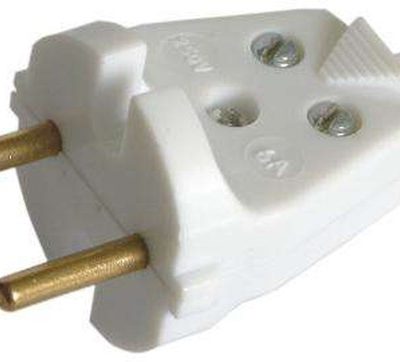 Вилка электрич. без заземл. бел. 6А 250В IP20 бел. с кембр. БЕЛТИЗ В6-001