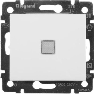 Legrand Valena выключатель 1кл.белый с подсветкой (1/10/100) (774410)