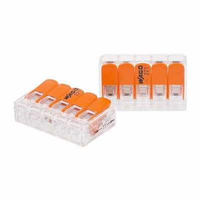 Клемма универсальная компактная 5х(0.14-4.0) WAGO 221-415 прозрачная (25шт)