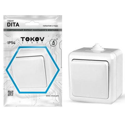 Выключатель 1-кл. ОП Dita IP54 10А 250В бел. TOKOV ELECTRIC TKL-DT-V1-C01-IP54
