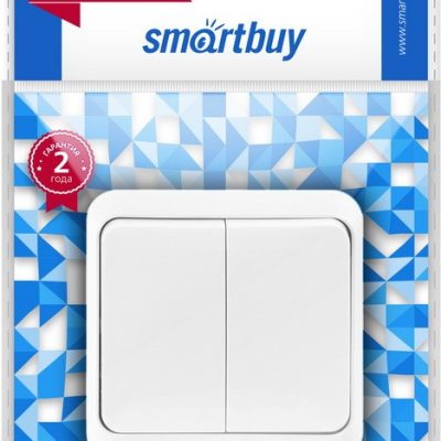 Выключатель Smartbuy 2-клавишный 10А белый "Юпитер" (SBE-03w-10-SW2-0)
