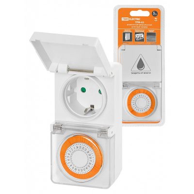 Розетка с таймером TDM механический ТРМ-03 30мин суточный 16А IP44(1/12/48) SQ1506-0004