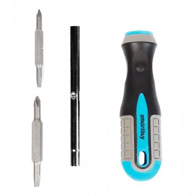 Двусторонная отвертка 6 в 1, с переставной битой PH1,PH2, SL5,SL6, удлинитель CR-V Smartbuy tools