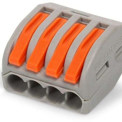 Строительно монтажная клемма ЛюксЭл с рычагами 4 отв.прозрачная (221-414) (100шт)