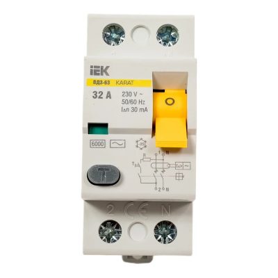 Выключатель дифференциального тока (УЗО) 2п 32А 30мА 6кА тип AC ВД3-63 KARAT IEK MDV20-2-032-030