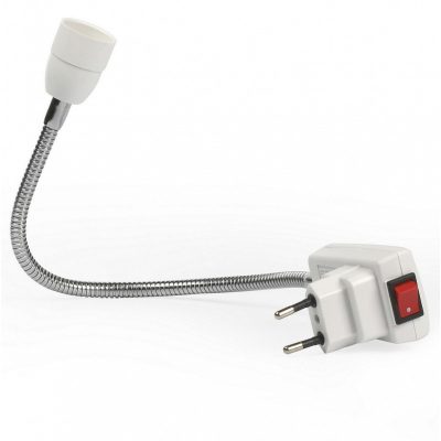 Переходник Smartbuy вилка-патрон Е14 гибкий 300мм с выключателем, белый (SBL-NL-001)