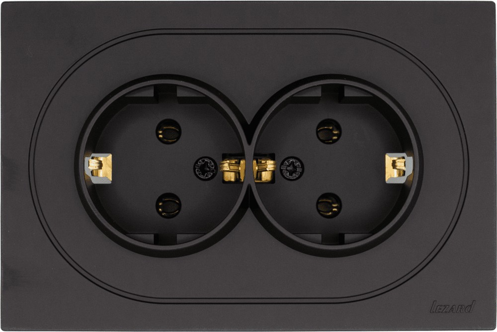 Розетка 2-м СП OSEN с заземл. ПБТ механизм черн. бархат LEZARD 743-4200-127B Розетка 2-м СП OSEN с заземл. ПБТ механизм черн. бархат LEZARD 743-4200-127B