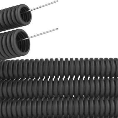 Труба гофрированная ПНД d25мм с протяжкой черн. (уп.50м) Rexant 28-0025-3