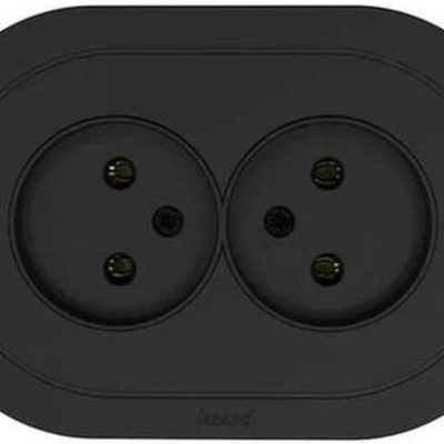 Розетка 2-м СП OSEN без заземл. ПБТ круглая механизм черн. бархат LEZARD 744-4200-128B