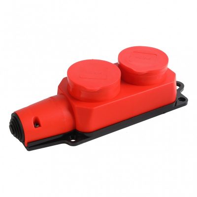 Розетка Smartbuy, 2-х местная с защитными крышками каучуковая 230В, 2P+PE, 16A, IP44 (SBE-16-2-00-R)