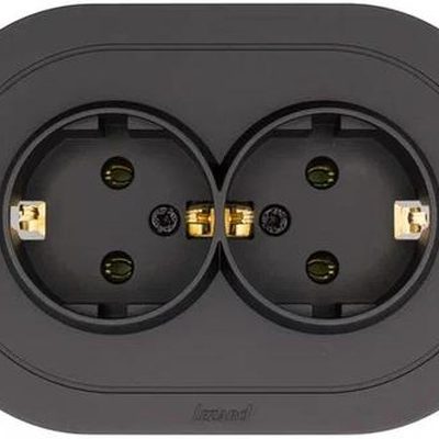 Розетка 2-м СП OSEN с заземл. ПБТ круглая механизм черн. бархат LEZARD 744-4200-127B