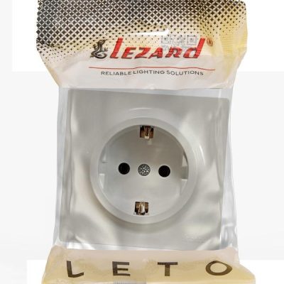 Розетка 1-м ОП LETO с заземл. ПБТ крем LEZARD 752-0300-122B
