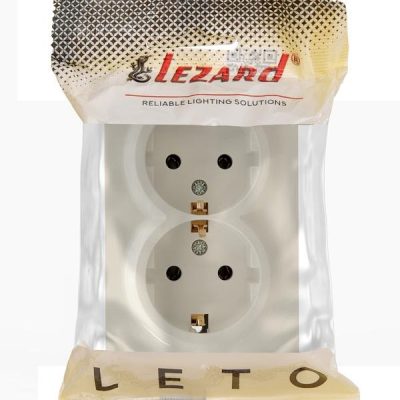 Розетка 2-м ОП LETO с заземл. закрытый корпус ПБТ крем LEZARD 752-0300-127B