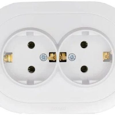 Розетка 2-м СП OSEN с заземл. ПБТ круглая механизм бел. LEZARD 744-0200-127B