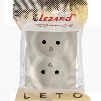 Розетка 2-м ОП LETO без заземл. закрытый корпус ПБТ крем LEZARD 752-0300-128B