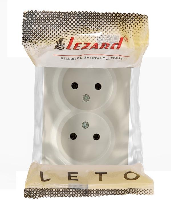 Розетка 2-м ОП LETO без заземл. закрытый корпус ПБТ крем LEZARD 752-0300-128B Розетка 2-м ОП LETO без заземл. закрытый корпус ПБТ крем LEZARD 752-0300-128B