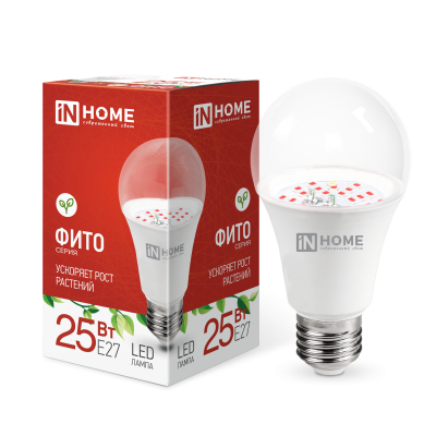 Лампа светодиодная LED-A65-ФИТО 25Вт 230В E27 IN HOME 4690612057712