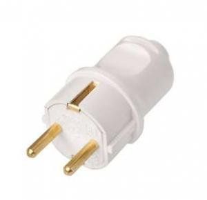 Вилка штепсельная 16А 250В IP20 с заземл. бел. Bylectrica В16-379