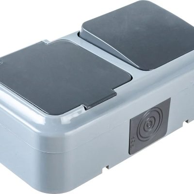 Блок ОП (розетка без заземл. + выключатель 1-кл.) IP54 серая Пралеска аква Bylectrica В-РЦ-653(03)