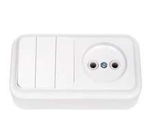 Блок ОП (розетка без заземл. + 3-кл. выкл.) бел. Bylectrica 3В-РЦ-525