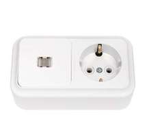 Блок ОП (розетка с заземл. + 1-кл. выкл. с подсветкой) бел. Bylectrica В-РЦ-567