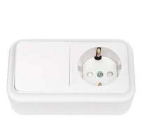 Блок ОП (розетка с заземл. защ. шторки + 1-кл. выкл.) бел. Bylectrica В-РЦ-577