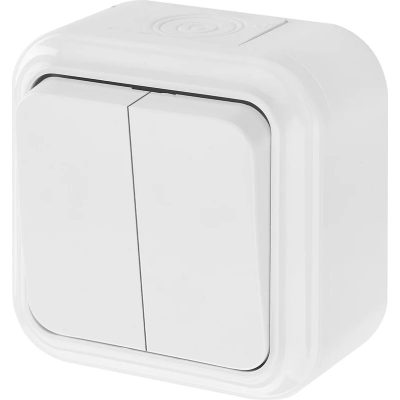 Выключатель 2-кл. ОП 10А IP44 бел. Пралеска аква Bylectrica А5 6-224