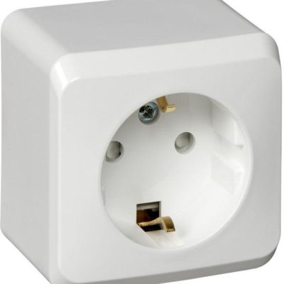 Розетка 1-м ОП 16А с заземл. защ. шторки бел. Bylectrica РА16-280