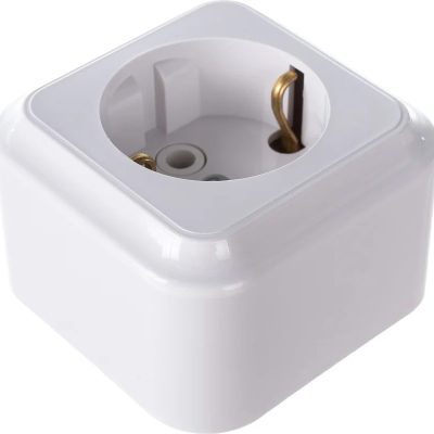 Розетка 1-м ОП 16А IP20 с заземл. Пралеска бел. Bylectrica РА16-254