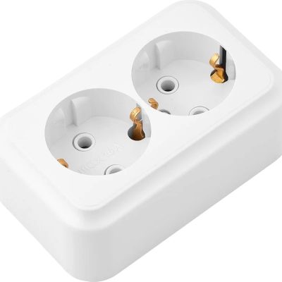 Розетка 2-м ОП 16А IP20 с заземл. Пралеска бел. Bylectrica РА16-261