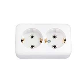 Розетка 2-м ОП 16А IP20 с заземл. бел. Bylectrica РА16-250