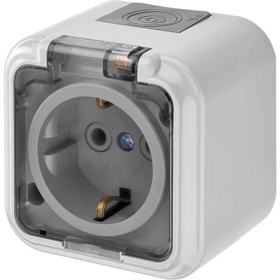 Розетка 1-м ОП IP54 с заземл. с прозрачной крышкой Пралеска аква Bylectrica РА16-297 (02)