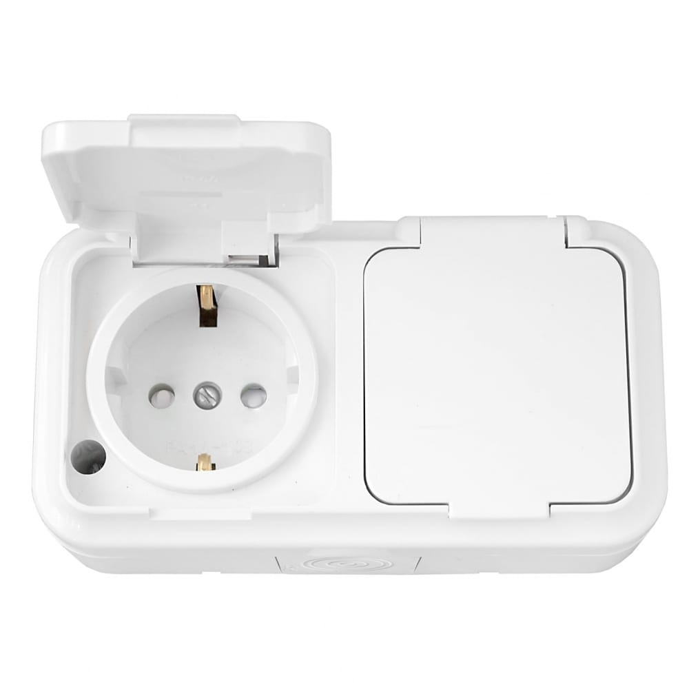 Розетка 2-местн. ОУ с заземл. брызгозащ. РА16-103 (со шторками) Bylectrica РА16-103 Розетка 2-местн. ОУ с заземл. брызгозащ. РА16-103 (со шторками) Bylectrica РА16-103