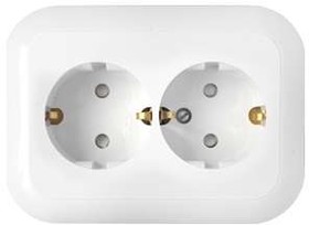Розетка 2-м ОП 16А IP20 с заземл. защ. шторки бел. Bylectrica РА16-273