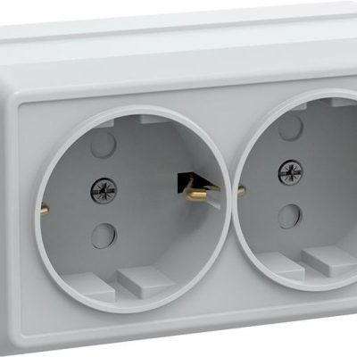 Розетка 2-м ОП 16А IP20 с заземл. защ. шторки бел. Bylectrica РА16-274