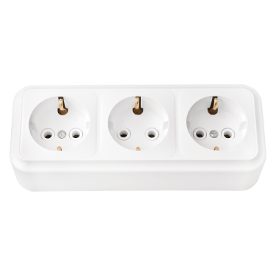 Розетка 3-м ОП 16А с заземл. бел. пралеска Bylectrica РА16-265