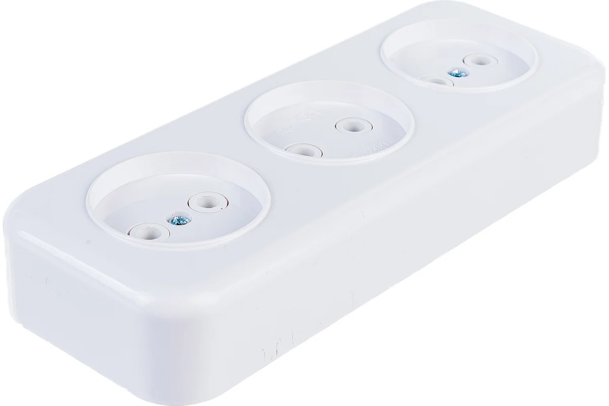 Розетка 3-м ОП 16А IP20 без заземл. бел. пралеска Bylectrica РА16-263