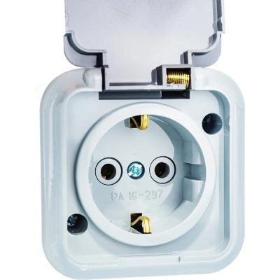 Розетка 1-м ОП IP54 с заземл. с крышкой серая Пралеска АКВА Bylectrica РА16-297(03)