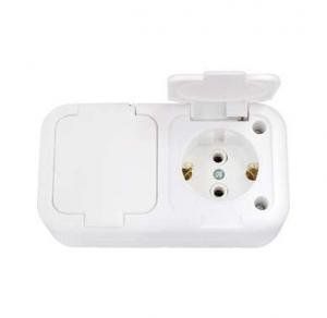 Розетка 2-м ОП 10А IP44 с заземл. бел. Bylectrica РА16-213