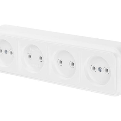 Розетка 4-м ОП 16А IP20 без заземл бел. пралеска Bylectrica РА16-264
