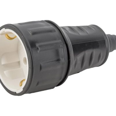 Розетка штепсель 16А IP20 250В с заземл. каучук черн. Bylectrica Р16-360