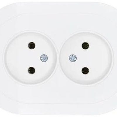 Розетка 2-м СП OSEN без заземл. ПБТ круглая бел. LEZARD 744-0200-128B