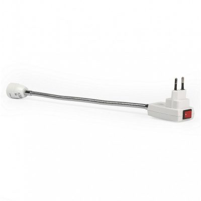 Переходник Smartbuy вилка-патрон Е27 гибкий 300мм с выключателем, белый (SBL-NL-002)