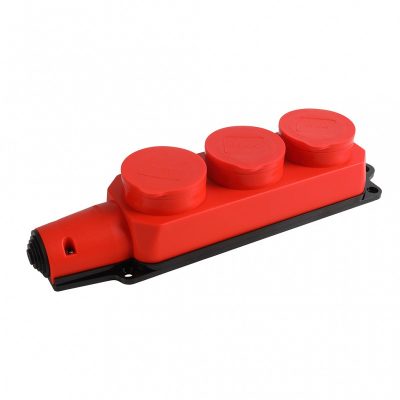 Розетка Smartbuy 3-х местная с защитными крышками каучуковая  16A, IP44, красная (SBE-16-3-00-Rr)